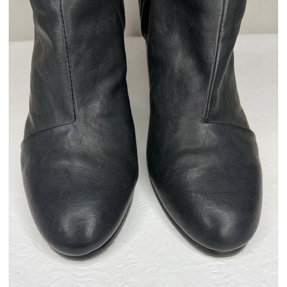 Rag & Bone Newbury Rear Zip Block Heel Ankle Boots Size 39.5 Almond‎ Toe